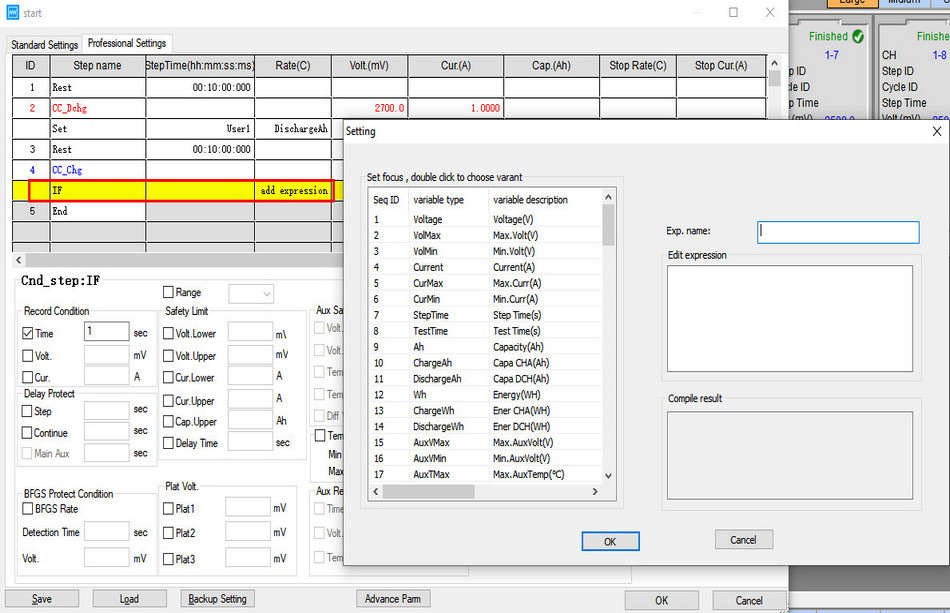 NEWARE_BATTERY_TESTER_BTS760_STEP_SETTING_EXPRESSION